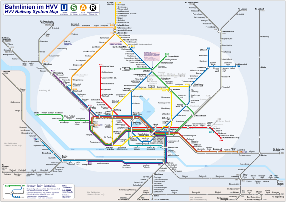 Hamburg: Bahnlinien im HVV
