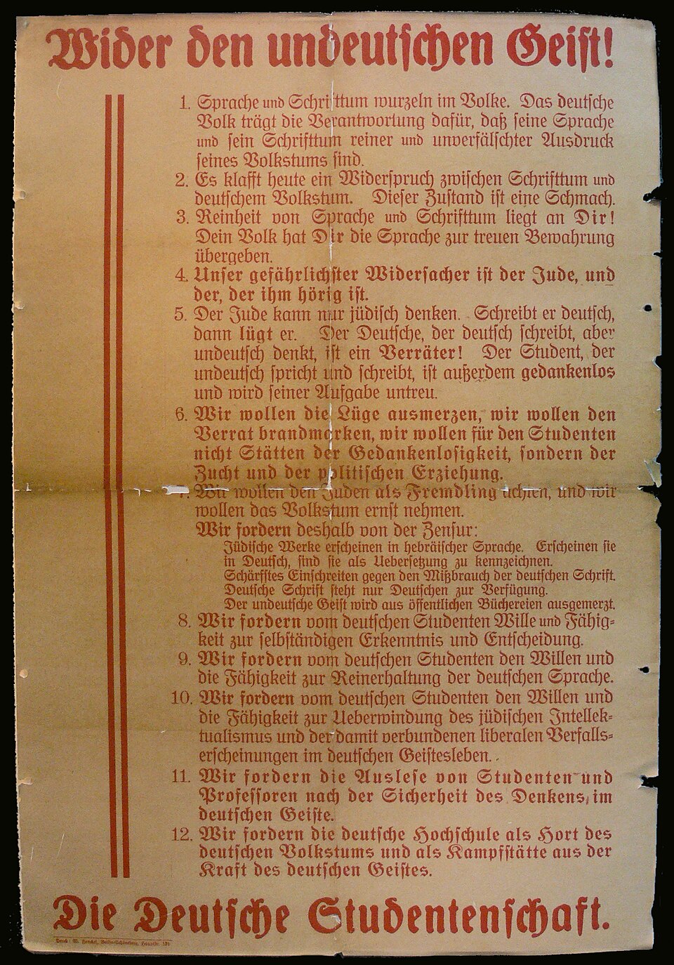Göttingen: Buecherverbrennung-flugblatt