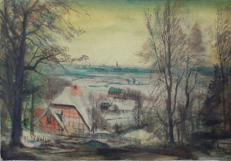 Nienburg/Weser: Ernst Thoms - Blick auf Nienburg (1946), Th