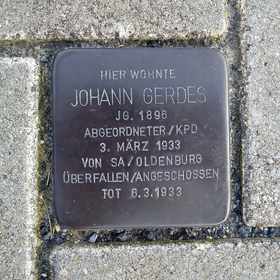 Oldenburg: Stolperstein Gerdes Johann