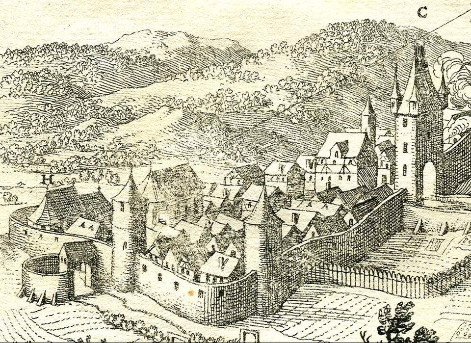 Homberg (Efze): Homberg Efze, Holzhäuser Toranlage und Obertorturm, Merian