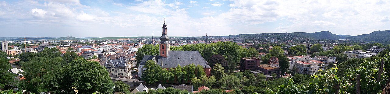 Bad Kreuznach: Panoramic view on Bad Kreuznach from north to south