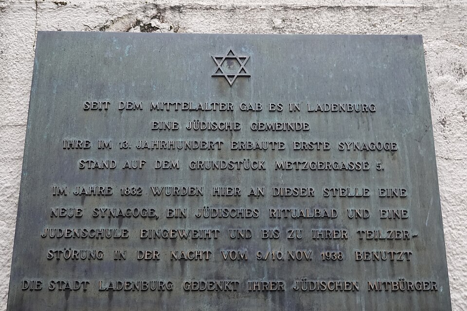 Ladenburg Gedenktafel der ehemaligen Synagoge