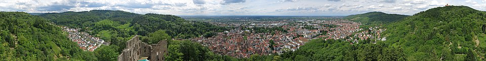 Panorama von Burg Windeck (Weinheim)