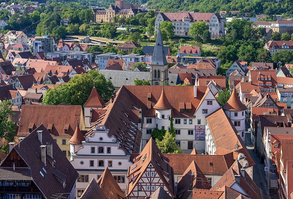 Tübingen - Altstadt - Wilhelmsstift - Ansicht vom Turm der Stiftskirche