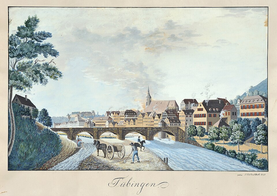 OF Strodtbeck - Tübingen von Osten (Gouache um