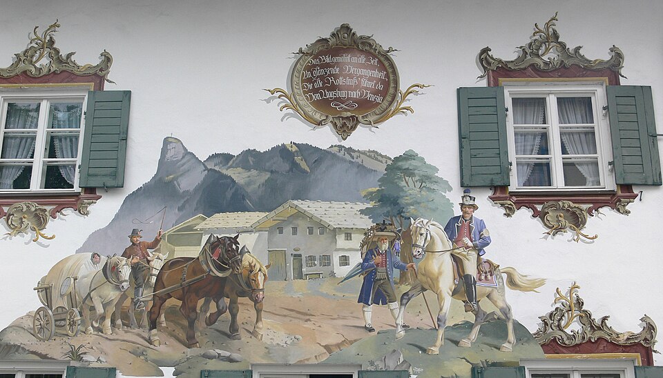 Oberammergau Lüftlmalerei Straßenszene
