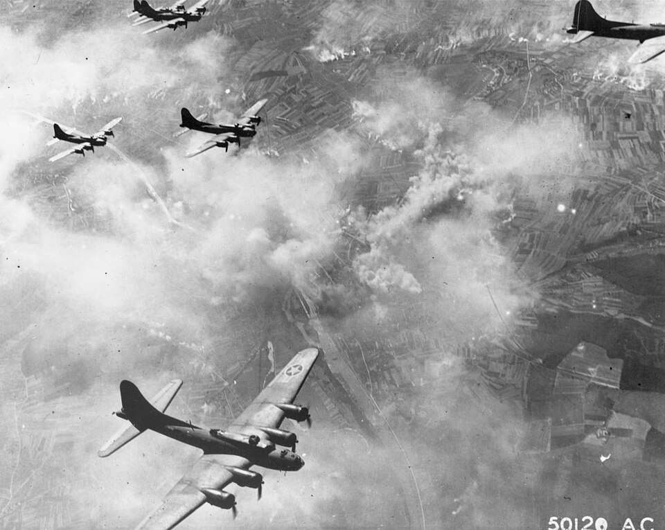B-17F formation over Schweinfurt, Germany, August 17,