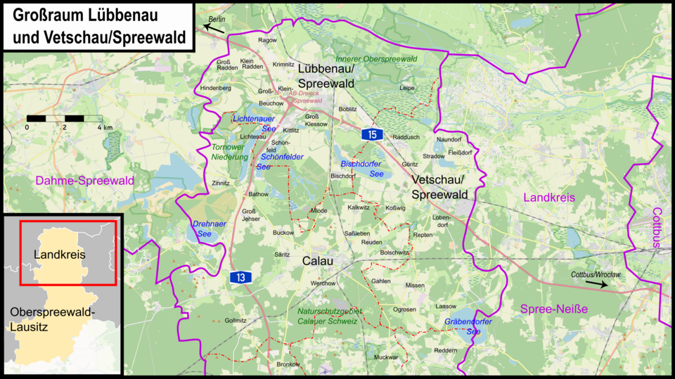 Lübbenau/Spreewald: Umgebung Lübbenau und Vetschau (Spreewald)