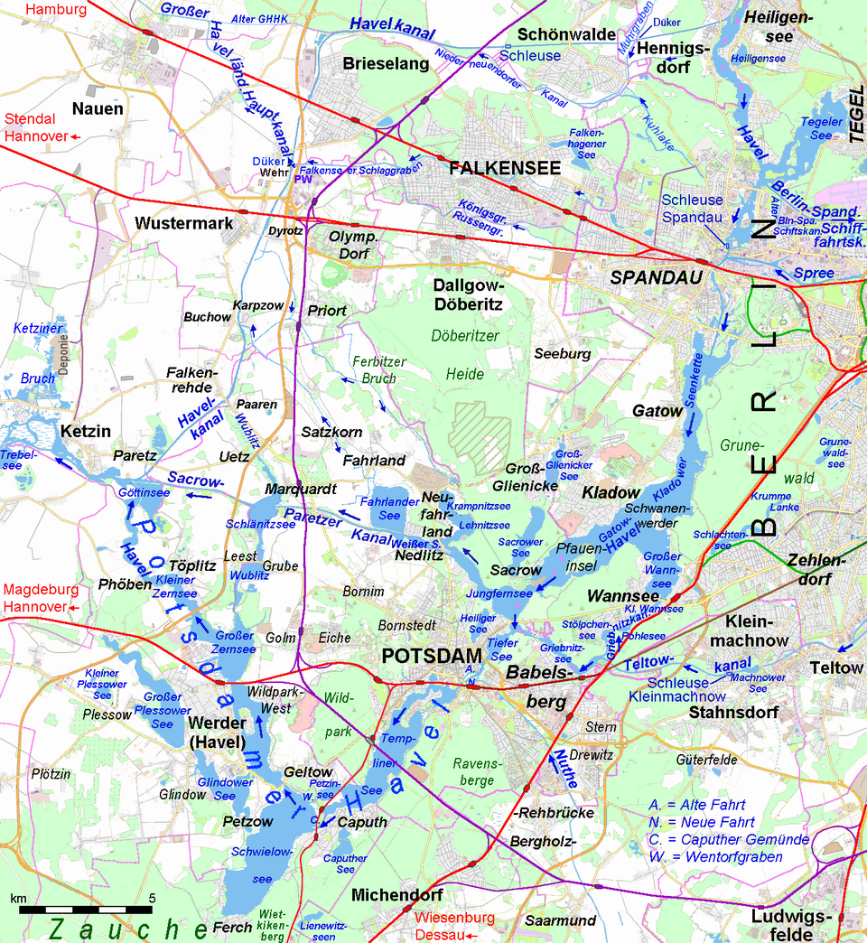 Werder (Havel): Potsdam Spandau Bahn Wasser