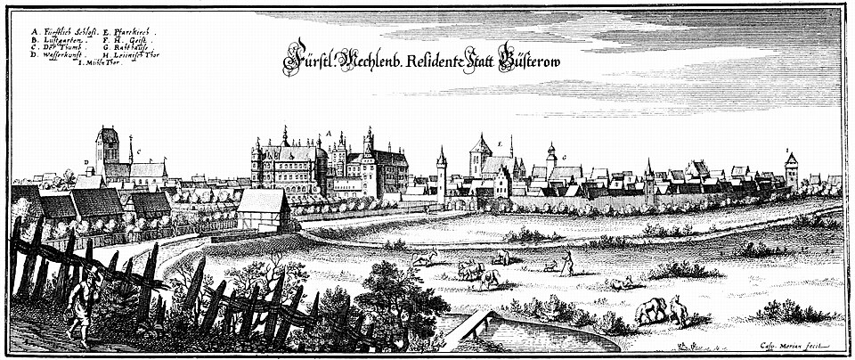 Güstrow: Guestrow-1653-Merian