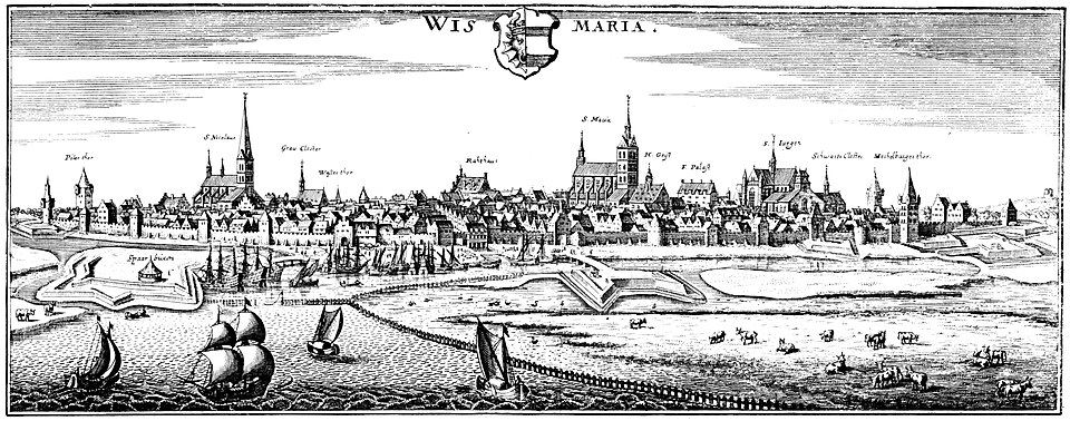 Matthäus Merian sen. - Wismar, Ansicht von Nordwesten