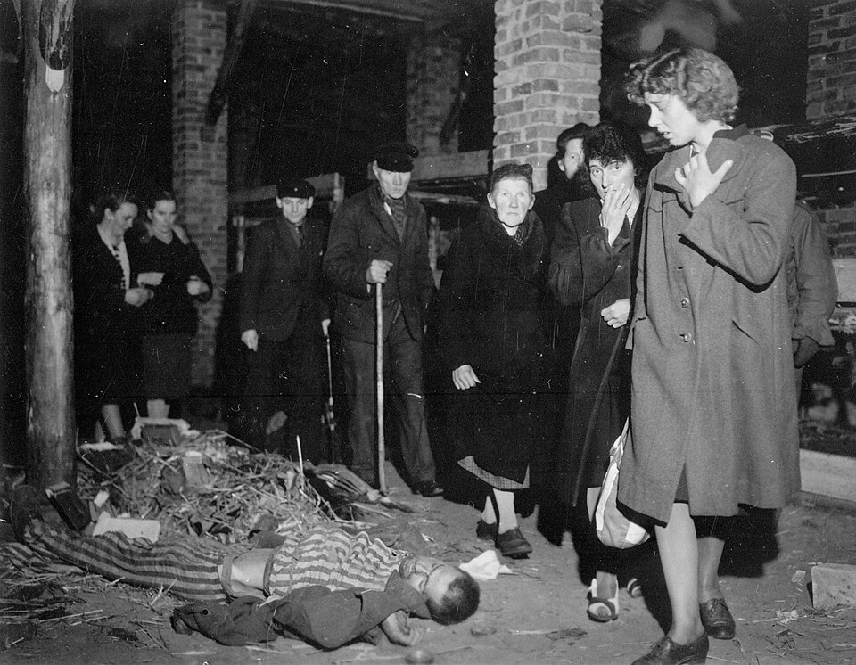 Citizens of Ludwigslust, Germany, inspect a nearby concentration camp