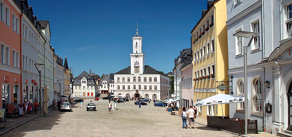 Schneeberg marketplace with townhall (aka)