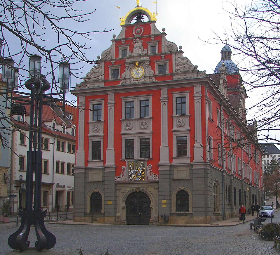 Das historische Rathaus von Gotha auf dem Hauptmarkt