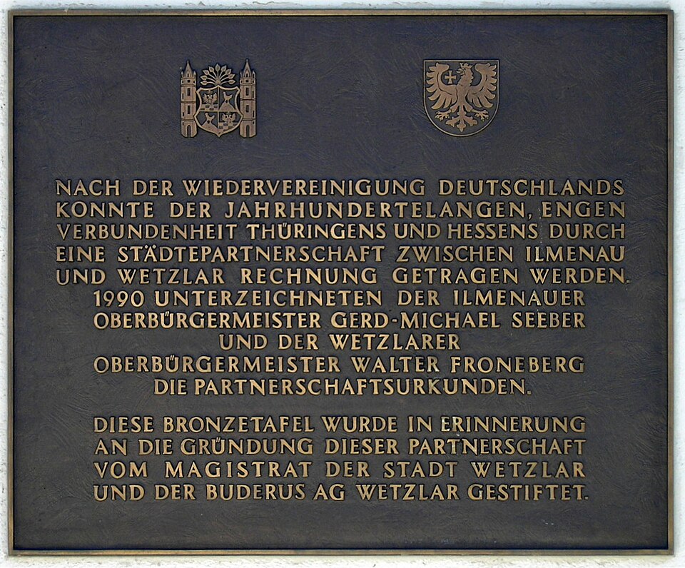 Gedenktafel Ilmenau-Wetzlar